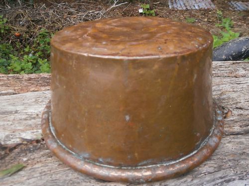 LG VINTAGE HEAVY CIRCULAR BEATEN COPPER KITCHEN WASH BOWL JARDINIERE PLANTER — image 3