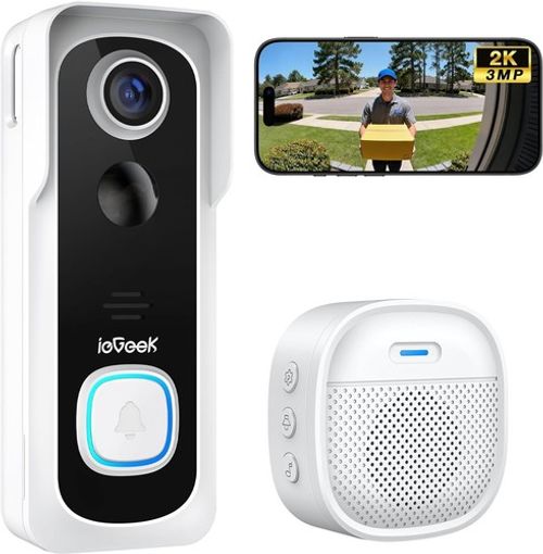 ieGeek Doorbell Camera Wireless No Monthly Fee, 2K HD Video Doorbell with Chime