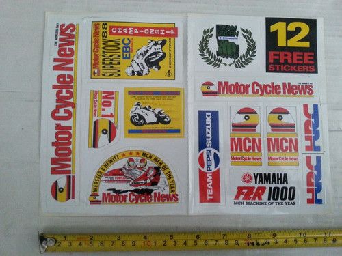 Motor Cycle News Suzuki Yamaha etc Motorcycle Racing Original STICKER SHEET