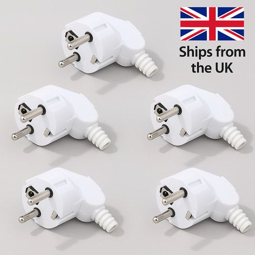5x EU Plug Adapter 16A Male Replacement Outlets Rewireable Euro Connector WHITE