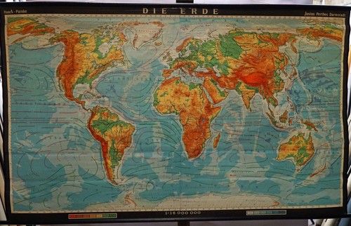Retro World Map Earth Wall Chart Rollable Poster Cottagecore Decoration