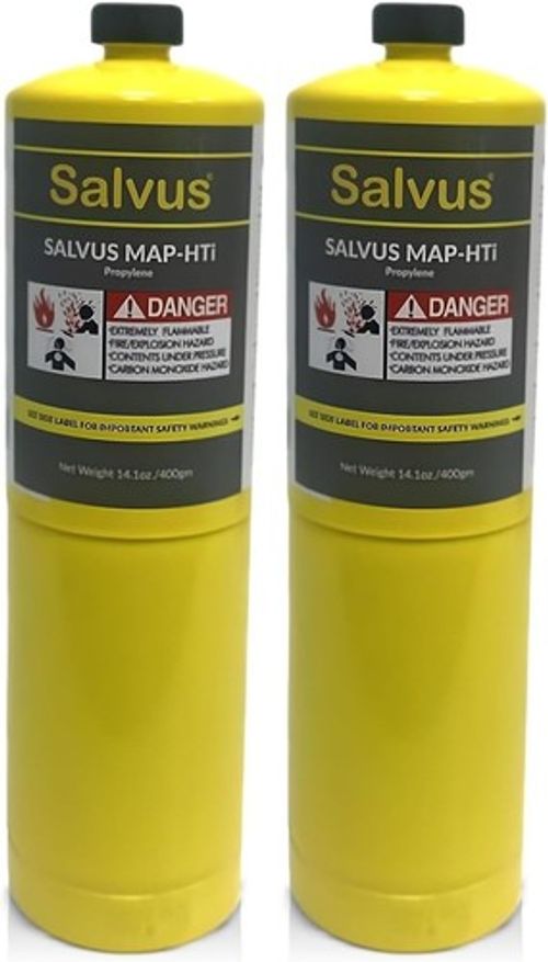 Salvus MAP HTi MAPP Gas 400g x2 - Blowtorch Fuel for Soldering Brazing Welding