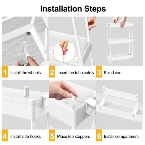 3-5 Tier Storage Trolley Cart Kitchen Bathroom Laundry Narrow Space Rack Rolling — image 6