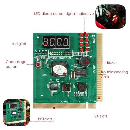 PC Motherboard Diagnostic Card 4Digit PCI/ISA POST Code Analyzer USB PCI Tester — image 8