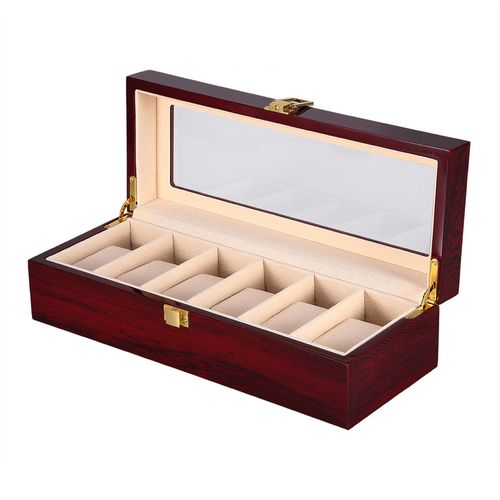 6 Grids Wooden Watch Display Storage Box Jewelry Collection Storage Case Gifts — image 7