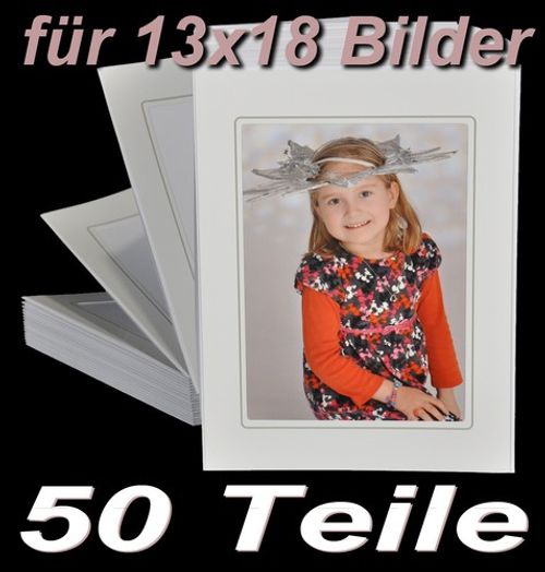 Leporello For 50 Photos 13X18 - White With Gray Line - All Passepartouts Square