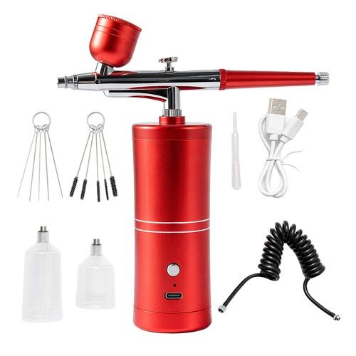 Cordless Airbrush Kit Portable Rechargeable Air Brush Compressor Set Nail Art