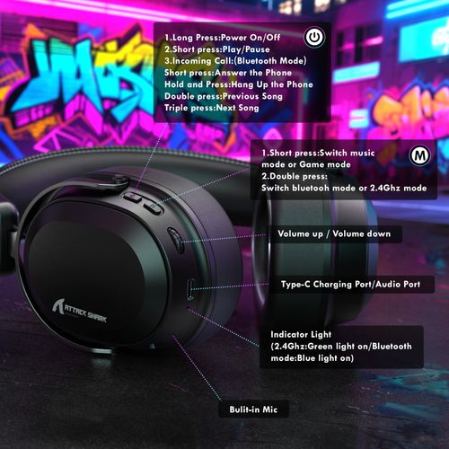 ATTACK SHARK L30PRO Gaming Headset Wireless For PS4, PS5, Xbox, Switch, PC — image 6