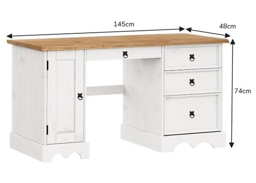 Corona Computer Desk White Office Dressing Table Solid Wood Mexican Pine Wooden — image 4