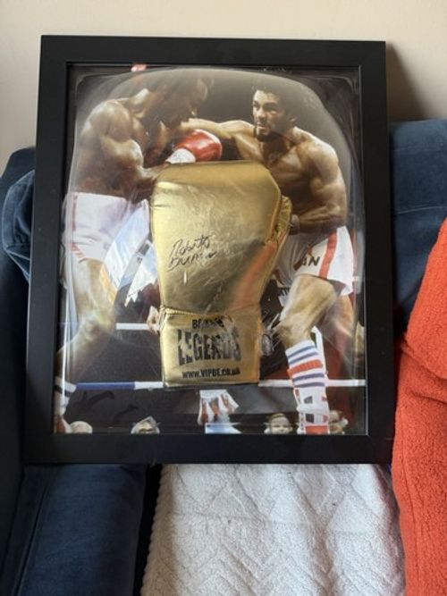 Roberto Duran Signed Boxing Glove Framed Display COA