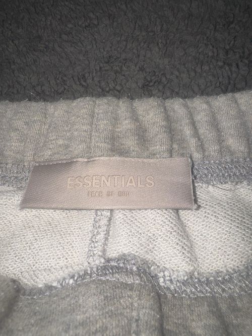 Essentials Men’s Grey Fleece Cotton Sweat Shorts Logo Drawstring Elastic S — image 4
