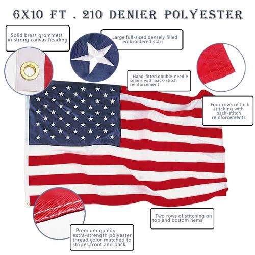Anley Everstrong 6x10 Foot American Flag Embroidered US Flag US Banner Polyester — image 2