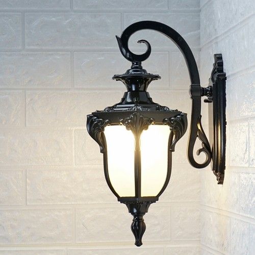 Garden Wall Lamp Outdoor Wall Light Glass  Wall Lighting Porch Black Wall Sconce