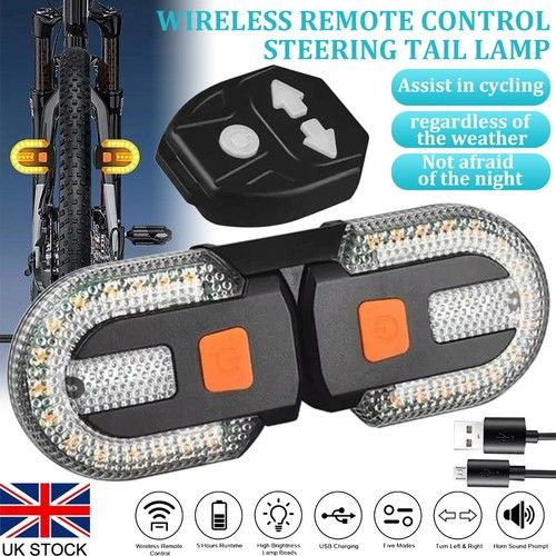 LED Bicycle Bike Indicator Rear Turn Signal Light Wireless Remote Tail light