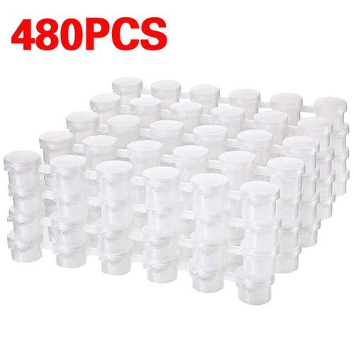 60/480x Mini Paint Pots Empty Small Travel Paint Pot Plastic Containers Lid 3ml