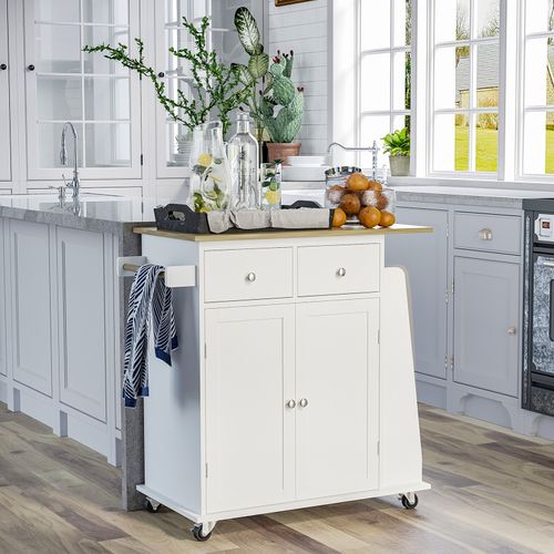 Kitchen Island Storage Cabinet Rolling Trolley with Wood Top, 3-Tier Spice Rack — image 10