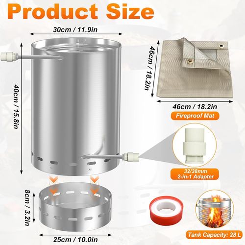 Firewood Pool Heater Stainless Steel Fire Barrel for Garden Pool＆Above Ground — image 2
