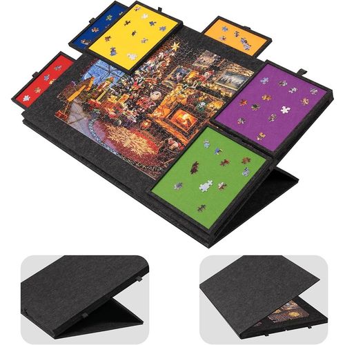 1000PCS Tilting Puzzle Board with 2in1 Designed Stand Cover Felt Mat w/ 6 Drawer — image 6