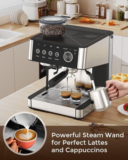 Semi-Automatic Bean-to-Cup Coffee Machine with Built-in Coffee Grinder & Steam — image 2