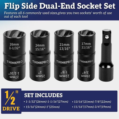 Thinkpro 5Pc Lug Nut Removal Tool Wheel Lock Remover Extractor Set 17mm to 27mm — image 2