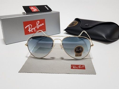 New Ray-Ban RB3025 Aviator Pilot Sunglasses Gold Frame Gradient Blue Lens  58mm