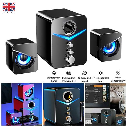 Speakers Surround Sound System LED PC Gaming Bass USB Wired for Desktop Computer — image 1