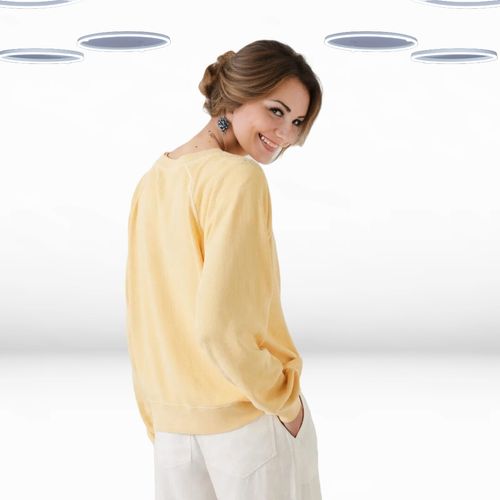 Ex Hush Women’s Sweatshirt Yellow Long Sleeve Lightweight Cotton (Defect) — image 3