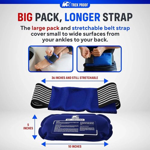 Trekproof Ice Pack (3-Piece Set) Reusable Hot and Cold Therapy Gel Wrap Support — image 4