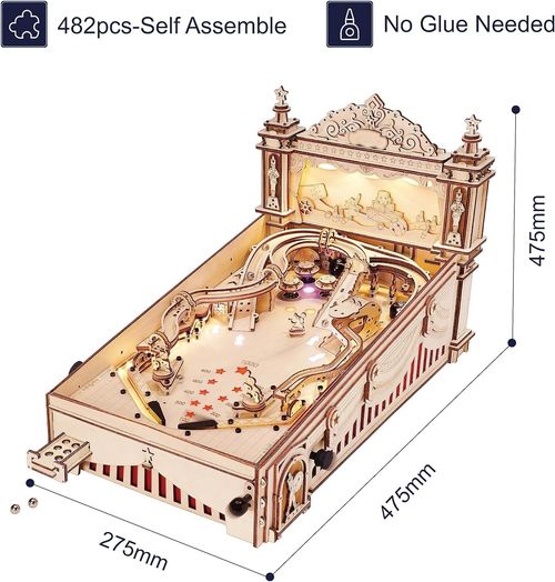 3D Wooden Pinball Machine Robotime Rokr Build Yourself Model Kit — image 8
