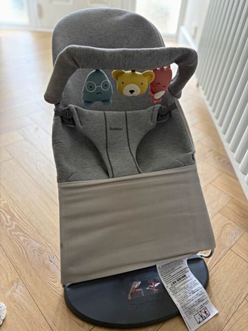 BabyBjörn Bouncer Bliss Bouncing Chair with Toy Bar, Grey, Animals