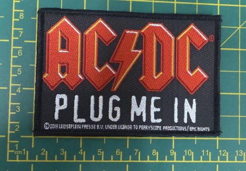 AC/DC Plug Me In Officially Licensed Embroidered Sew On Patch — image 1