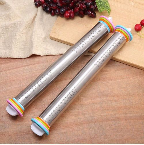 Stainless Steel Adjustable Rolling Pin Thickness Ring Non Stick French Style — image 3