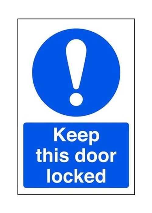 Keep this door locked - Fire safety signage, fire door signs PVC Sticker Dibond