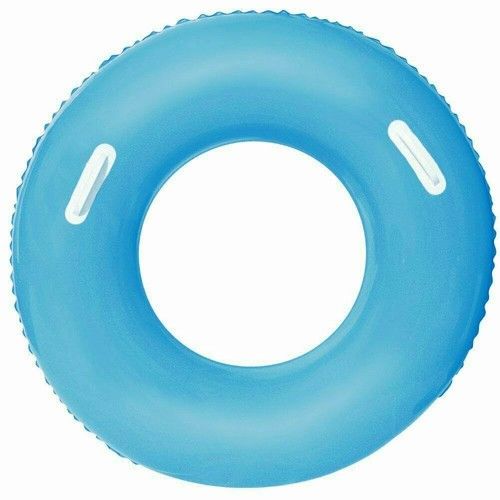 36" Inflatable Jumbo NEON Swim Ring & Handles Beach Pool Float Swimming Lounger