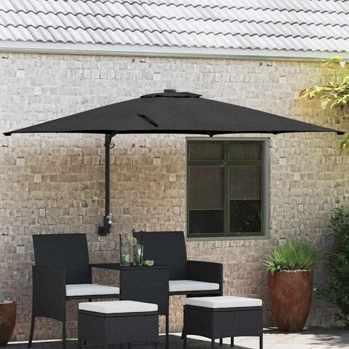 Wall Mounted Garden Parasol 248x248cm Tiltable Outdoor Umbrella Anthracite