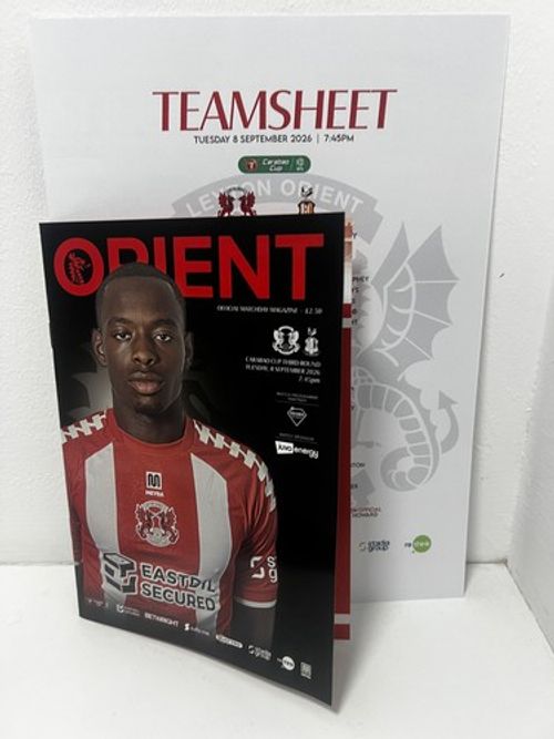 Leyton Orient v Bradford City Teamsheet & Programme 08/09/2026.