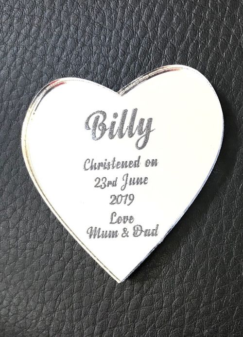 Personalised Heart Christening Keepsake Gift In 2Inch Silver MirrorWith Gift Bag — image 6