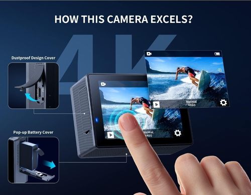 WOLFANG Action Camera 4K 60FPS 24MP GA300, WiFi EIS Touch Screen Sports Camera  — image 2