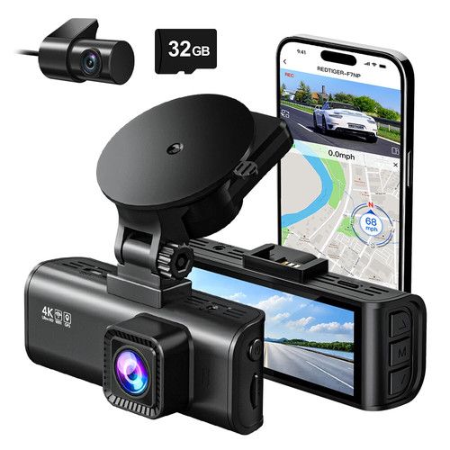 REDTIGER 4K Car Dash Cam Front & Rear with GPS WiFi Loop Recording G-Sensor