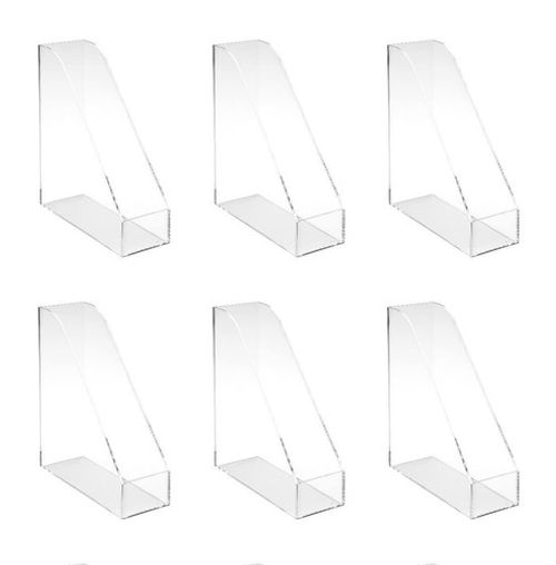 OSCO Clear Acrylic Magazine Rack | 6 Pack | Folder Storage | File Organiser | De