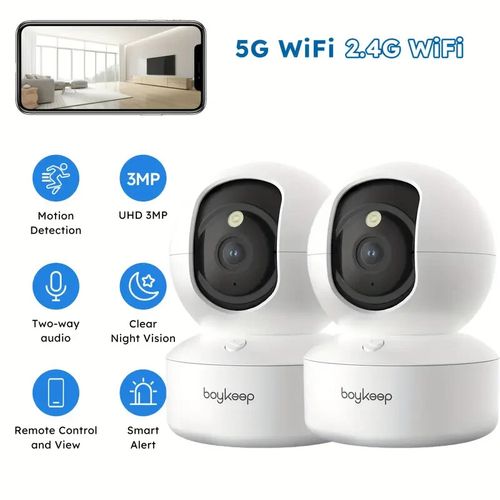 2 Pcs- Security Camera Bundle Indoor Wi-Fi 5GHz/2.4GHz Night Vision- NO USB Plug — image 1