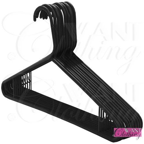 STRONG HEAVY DUTY PLASTIC COLOUR COAT HANGERS SKIRT HOOK CLOTHES TROUSER BAR NEW