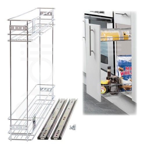 150mm Pull Out Wire Basket Kitchen Larder Base Unit Cupboard Drawer Storage