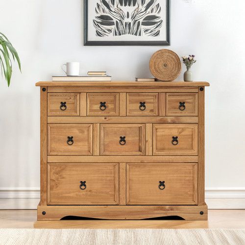 Corona Merchant Chest Of Drawers Sideboard Solid Wood Mexican Pine Wooden 4+3+2