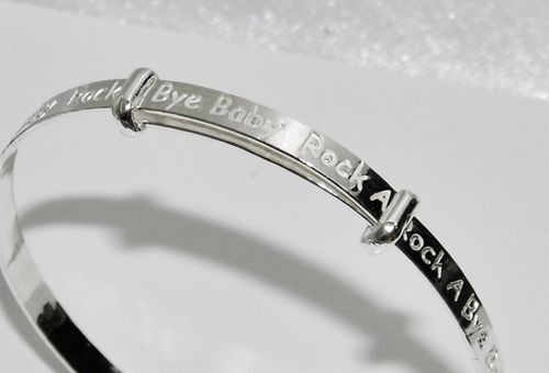Sterling Silver "Rock A Bye Baby" Expanding Baby Bangle -  NEW - Gift Boxed — image 5