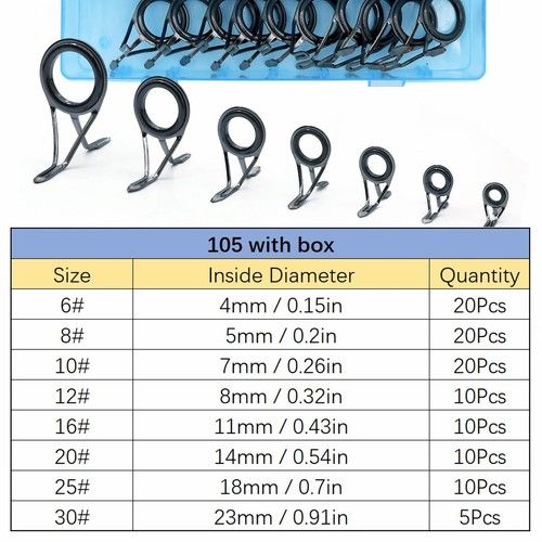 10~120Pcs Fishing Rod Guides Kit for Building Repair Replacement Spare All Sizes