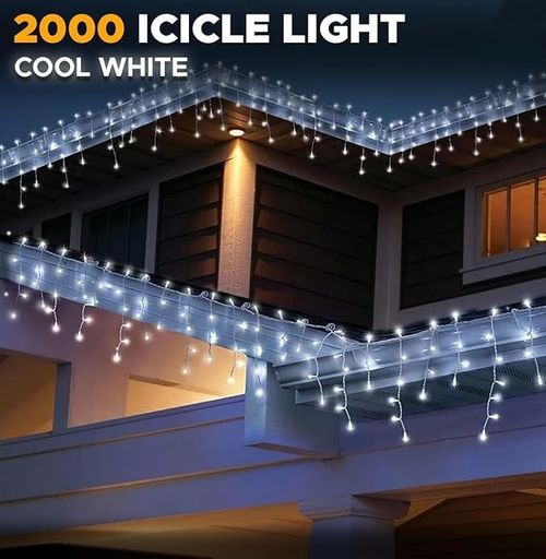 2000 LED White Snowing Icicle Christmas Wedding Indoor Outdoor Lights 47.8m — image 2