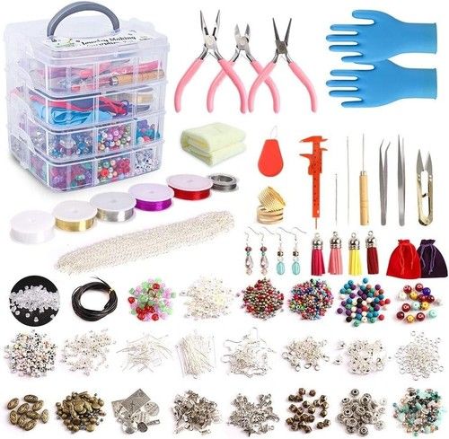 1960x Jewellery Making Supplies Kit Findings Beads Wire Pliers Repair Tools Set