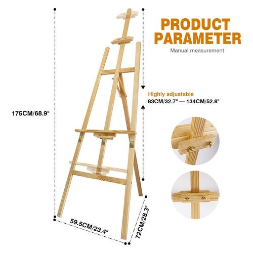 Artist Easel Large Tripod Floor Adjustable Display Art Painting Stand 1.5m 1.75m