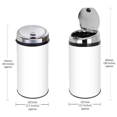 Inmotion White Stainless Steel Auto Sensor Kitchen Waste Dust Bin 30L, 42L, 50L